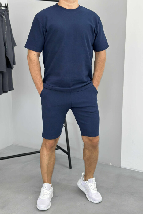 ONE COLOR SIMPLE T-SHIRT+ SHORTS MEN SET BLUE/BLU 