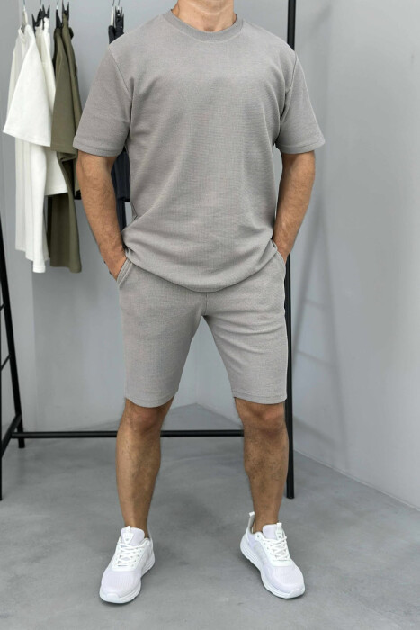ONE COLOR SIMPLE T-SHIRT+ SHORTS MEN SET GREY/GRI 