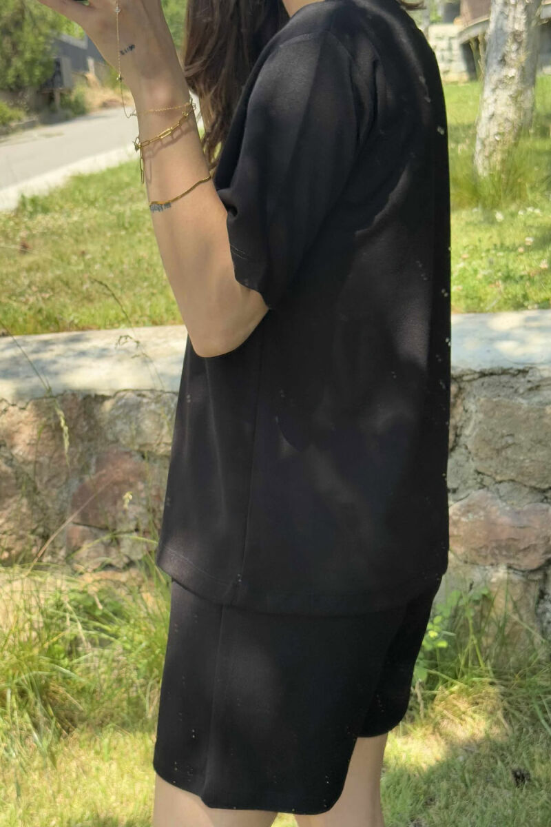 ONE COLOR SIMPLE T-SHIRT+SHORTS WOMEN SET BLACK/ E ZEZE - 8