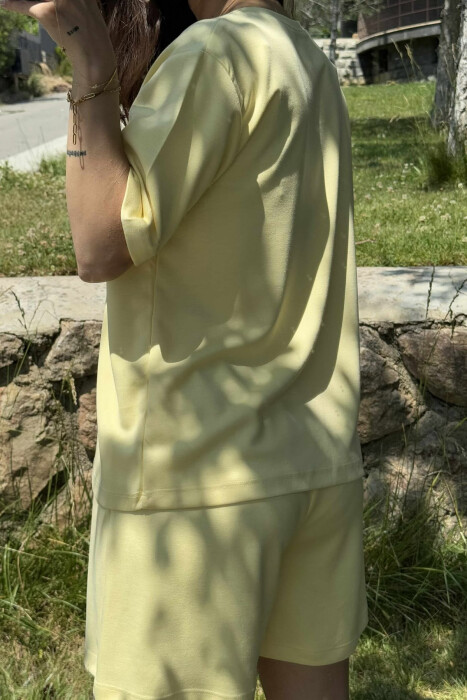 ONE COLOR SIMPLE T-SHIRT+SHORTS WOMEN SET YELLOW/E VERDHE - 6