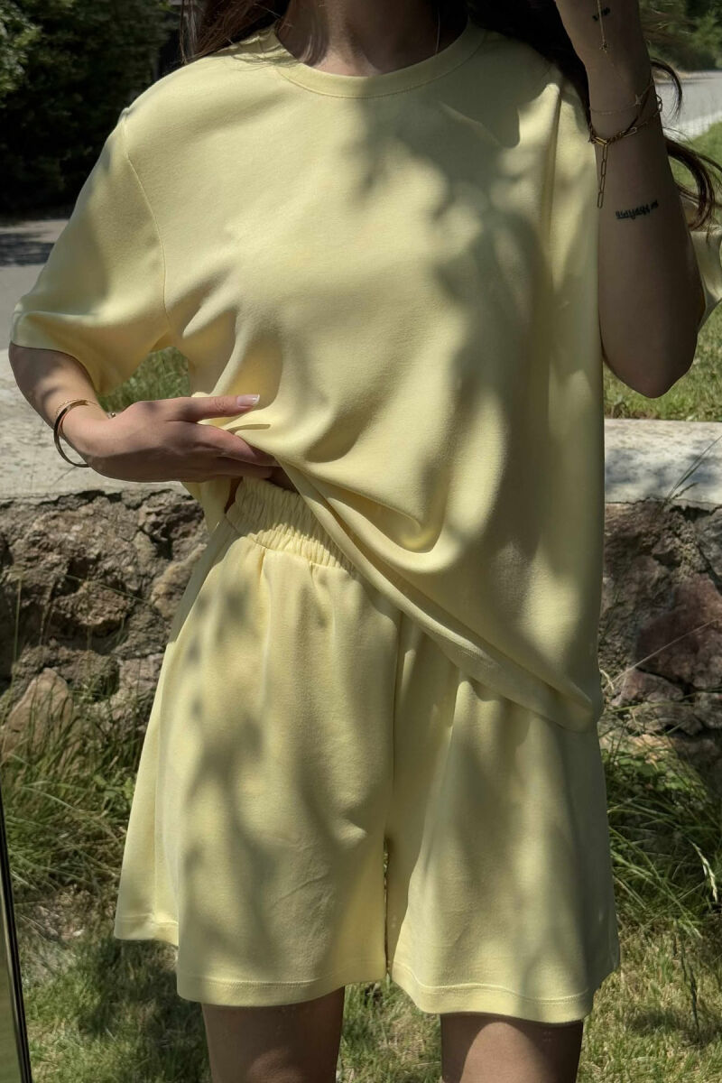 ONE COLOR SIMPLE T-SHIRT+SHORTS WOMEN SET YELLOW/E VERDHE - 8