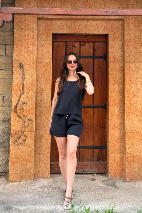 SET KANATJERE+PANTALLONA TE SHKURTA PER FEMRA NE NGJYRE TE ZEZE - KLAUDIO FASHION