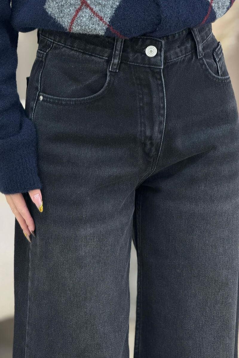 ONE COLOR SIMPLE WIDE LEG WOMEN JEANS BLACK/ E ZEZE - 4