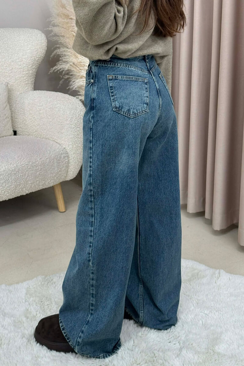 ONE COLOR SIMPLE WIDE LEG WOMEN JEANS BLUE/BLU - 4