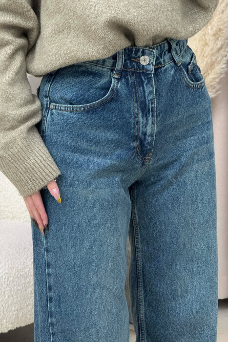 ONE COLOR SIMPLE WIDE LEG WOMEN JEANS BLUE/BLU - 3