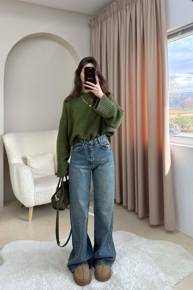 ONE COLOR SIMPLE WIDE LEG WOMEN JEANS LIGHTBLUE/BZ - 2