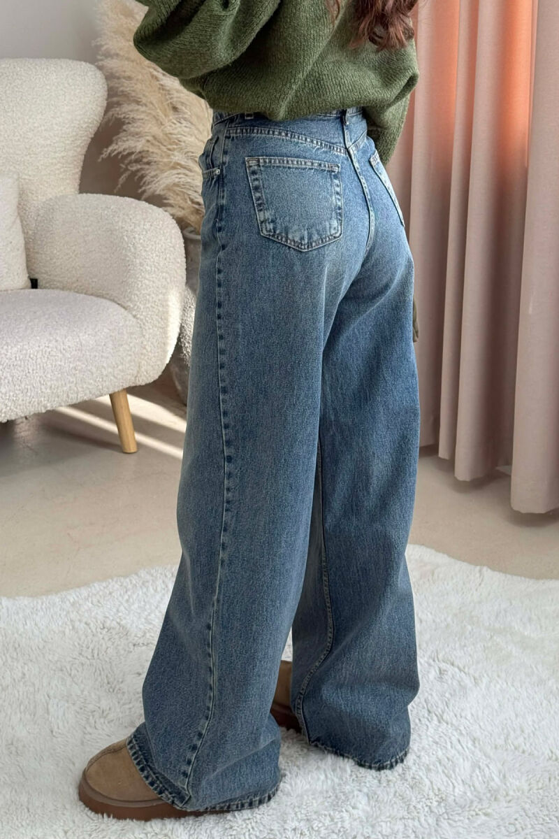 ONE COLOR SIMPLE WIDE LEG WOMEN JEANS LIGHTBLUE/BZ - 4