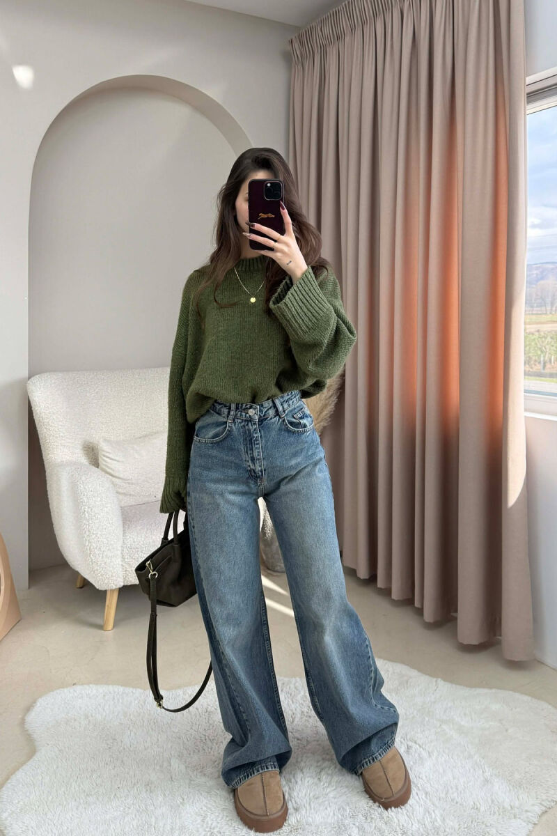 ONE COLOR SIMPLE WIDE LEG WOMEN JEANS LIGHTBLUE/BZ - 3