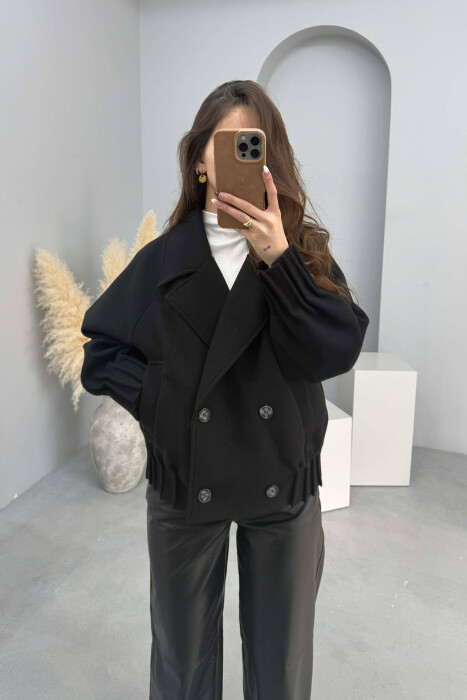 ONE COLOR SIMPLE WOMAN COAT BLACK/ E ZEZE 