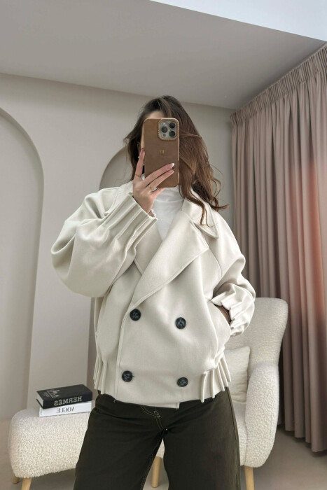 ONE COLOR SIMPLE WOMAN COAT CREAM/KREM 