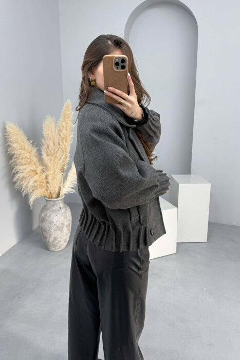 ONE COLOR SIMPLE WOMAN COAT DARK GREY/GEE - 3