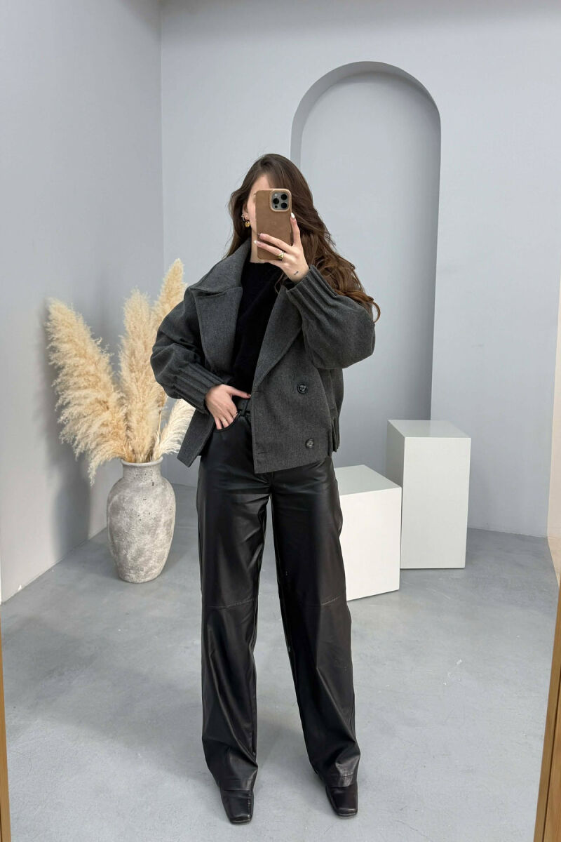 ONE COLOR SIMPLE WOMAN COAT DARK GREY/GEE - 4