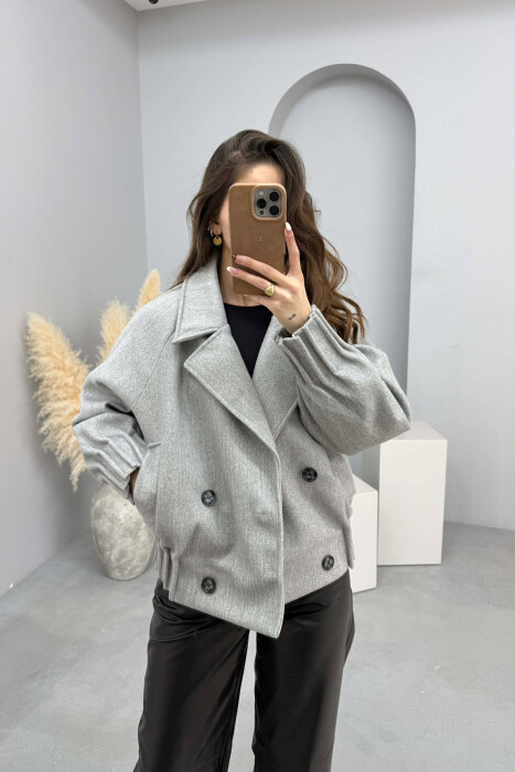 ONE COLOR SIMPLE WOMAN COAT LIGHT GREY/GZ 