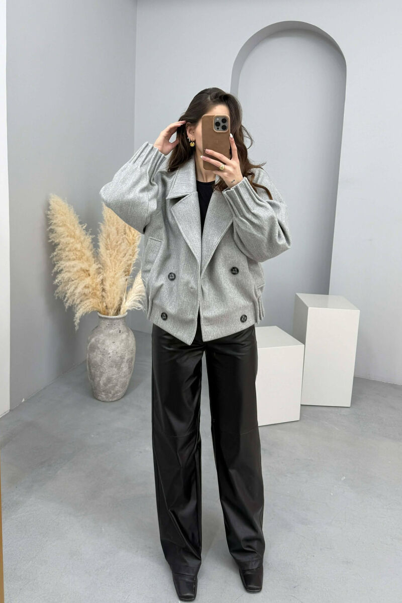 ONE COLOR SIMPLE WOMAN COAT LIGHT GREY/GZ - 2