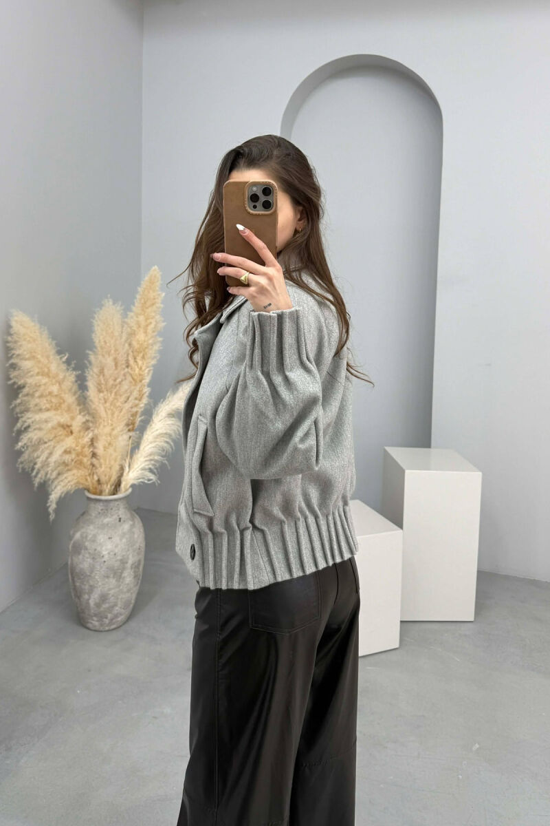 ONE COLOR SIMPLE WOMAN COAT LIGHT GREY/GZ - 4