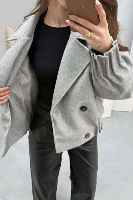 ONE COLOR SIMPLE WOMAN COAT LIGHT GREY/GZ - 5