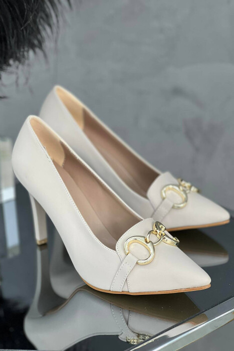 ONE COLOR SIMPLE WOMAN HEELS CREAM/KREM 