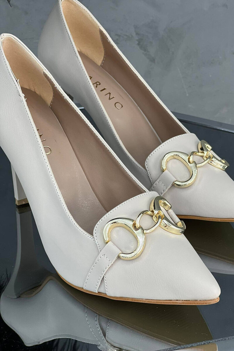 ONE COLOR SIMPLE WOMAN HEELS CREAM/KREM - 3