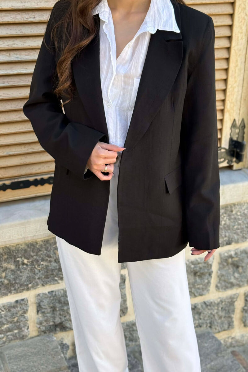 ONE COLOR SIMPLE WOMAN JACKET BLACK/ E ZEZE - 3
