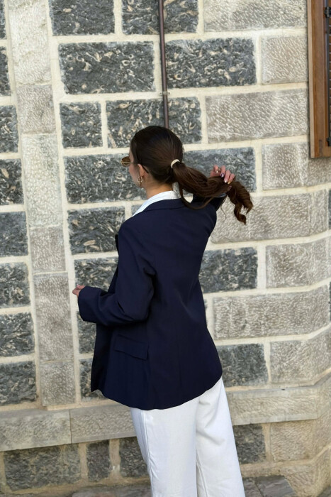 ONE COLOR SIMPLE WOMAN JACKET BLUE/BLU - 3