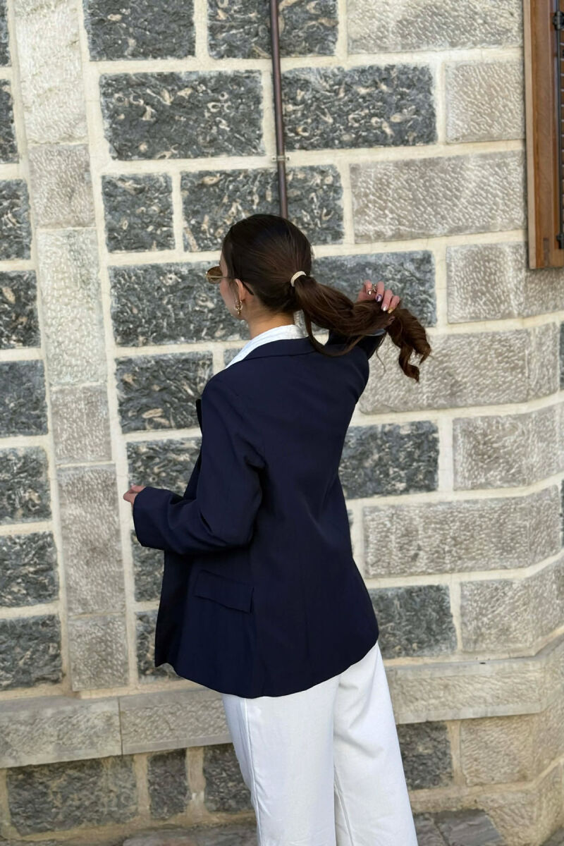 ONE COLOR SIMPLE WOMAN JACKET BLUE/BLU - 3