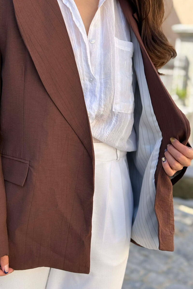 ONE COLOR SIMPLE WOMAN JACKET BROWN/KAFE - 2