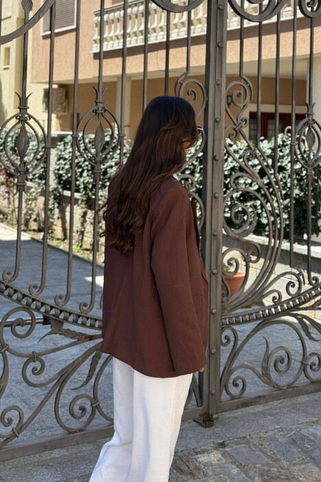 ONE COLOR SIMPLE WOMAN JACKET BROWN/KAFE - 3