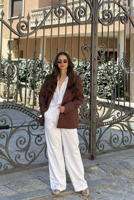 ONE COLOR SIMPLE WOMAN JACKET BROWN/KAFE - 4