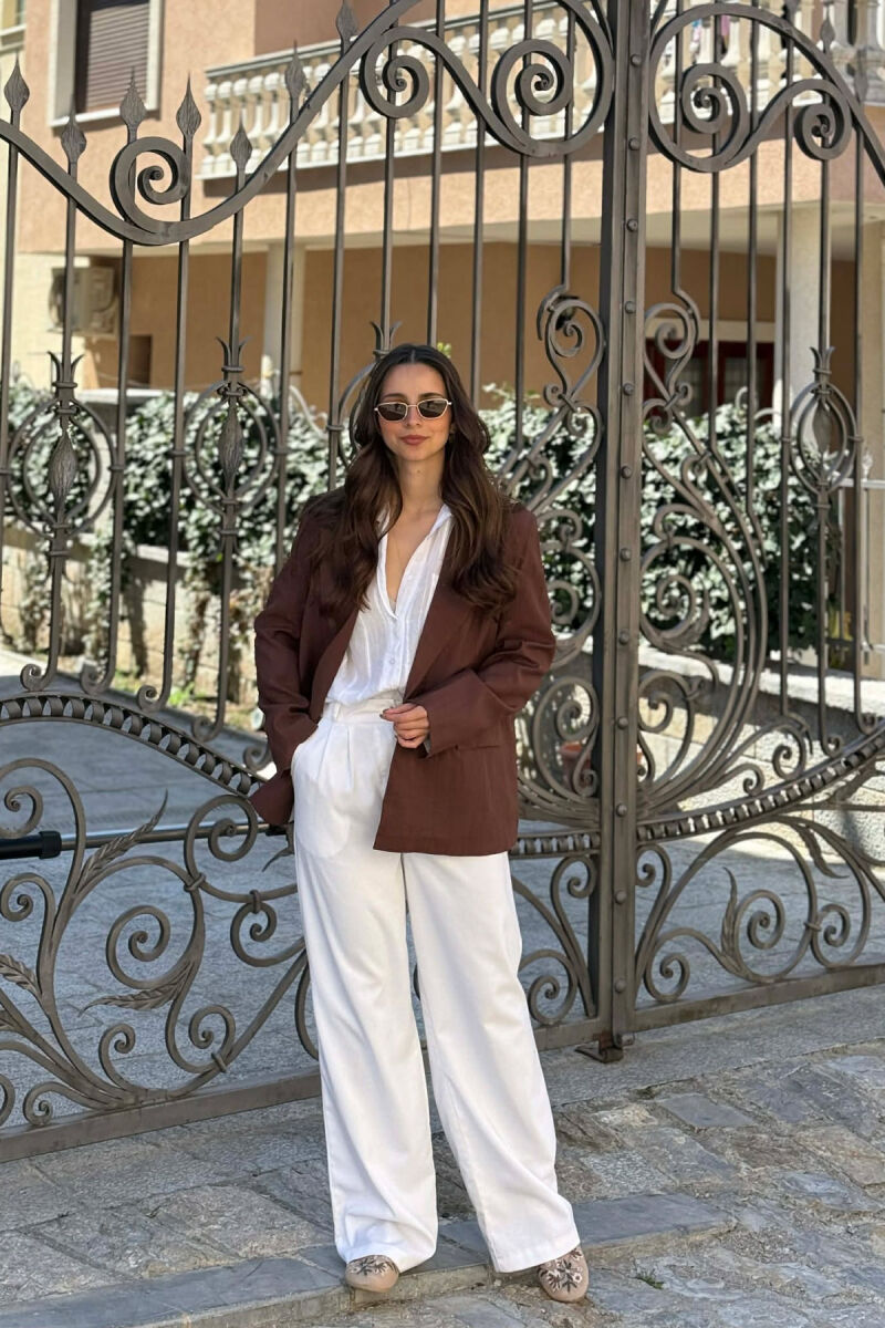 ONE COLOR SIMPLE WOMAN JACKET BROWN/KAFE - 4