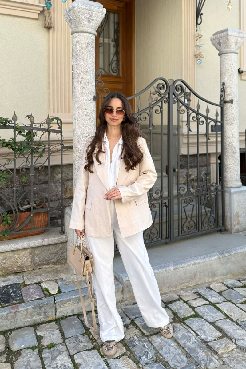 ONE COLOR SIMPLE WOMAN JACKET CREAM/KREM - 1