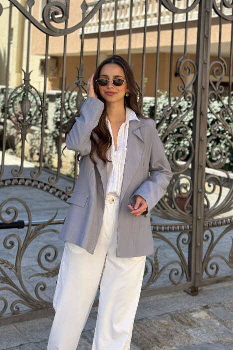 ONE COLOR SIMPLE WOMAN JACKET GREY/GRI - 1