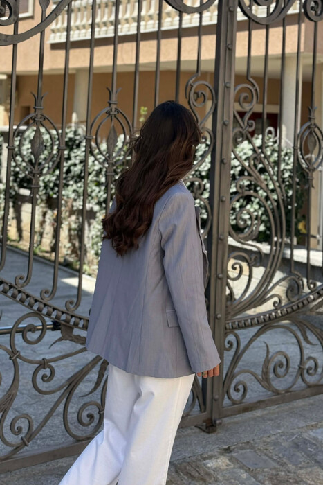 ONE COLOR SIMPLE WOMAN JACKET GREY/GRI - 3