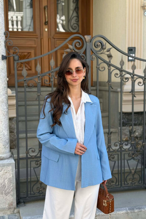 ONE COLOR SIMPLE WOMAN JACKET LIGHTBLUE/BZ 