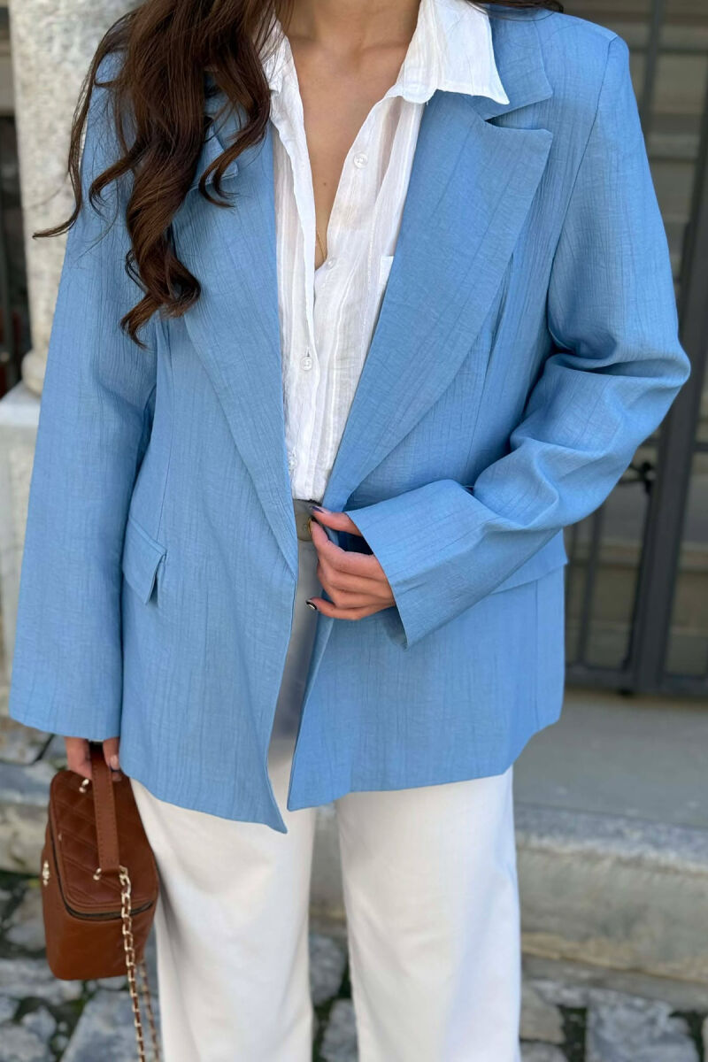 ONE COLOR SIMPLE WOMAN JACKET LIGHTBLUE/BZ - 2