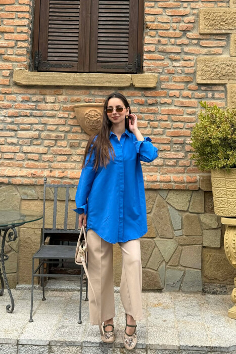 KEMISHE E THJESHTE NJE NGJYRESHE PER FEMRA NE NGJYRE BLU - KLAUDIO FASHION