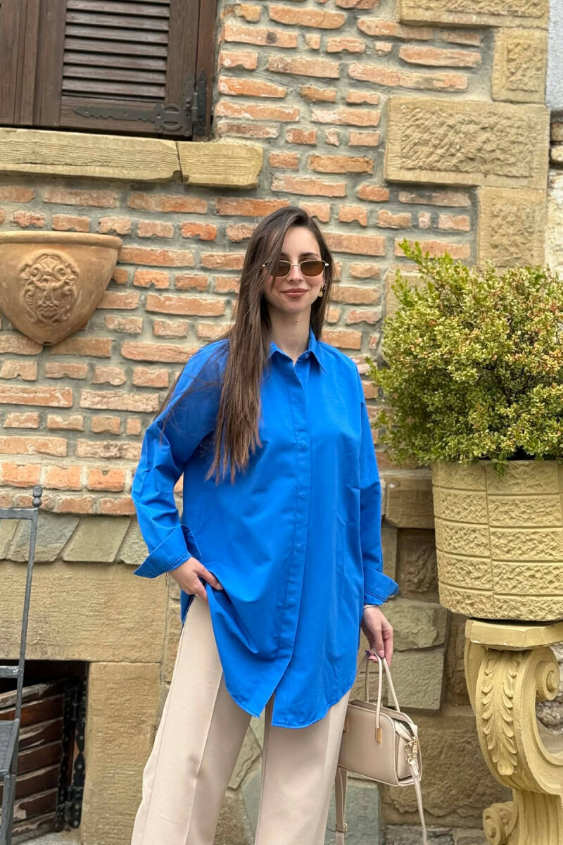 ONE COLOR SIMPLE WOMAN SHIRT BLUE/BLU - 2