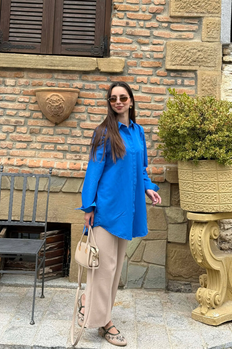 ONE COLOR SIMPLE WOMAN SHIRT BLUE/BLU - 3