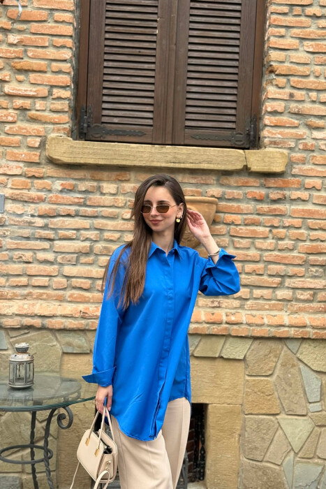 ONE COLOR SIMPLE WOMAN SHIRT BLUE/BLU - 4