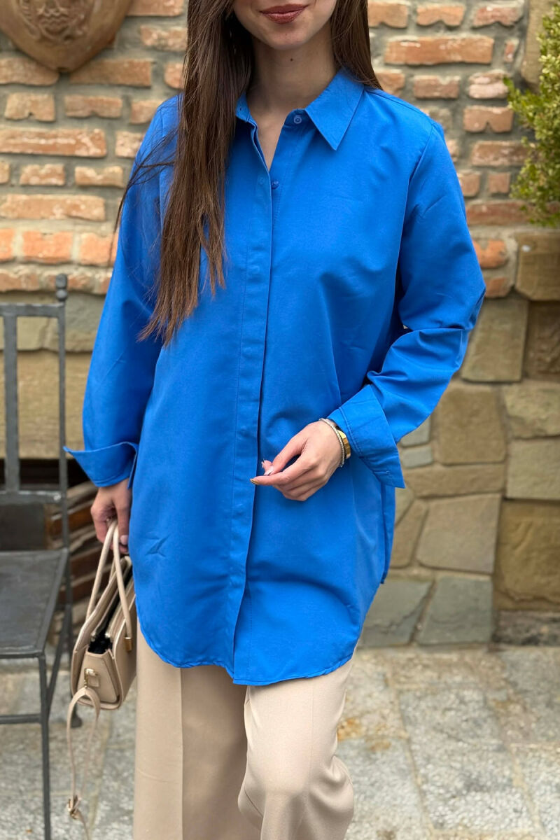 ONE COLOR SIMPLE WOMAN SHIRT BLUE/BLU - 5
