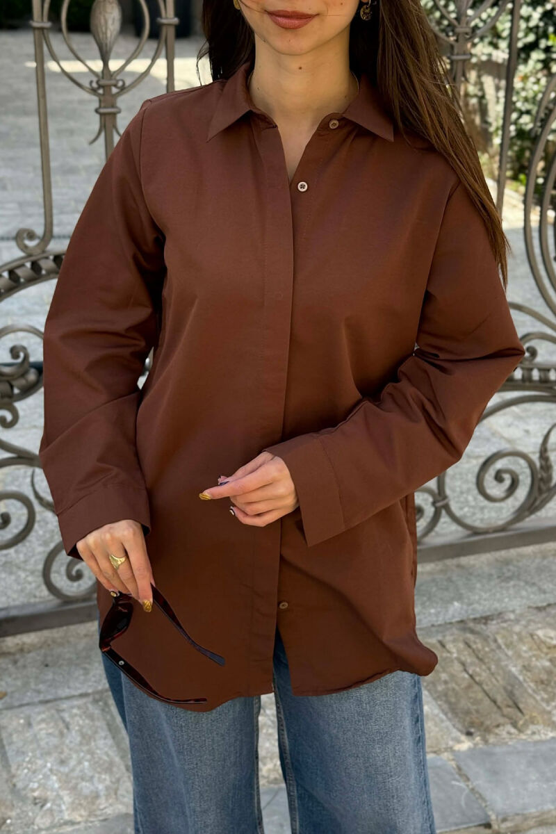 ONE COLOR SIMPLE WOMAN SHIRT BROWN/KAFE - 2