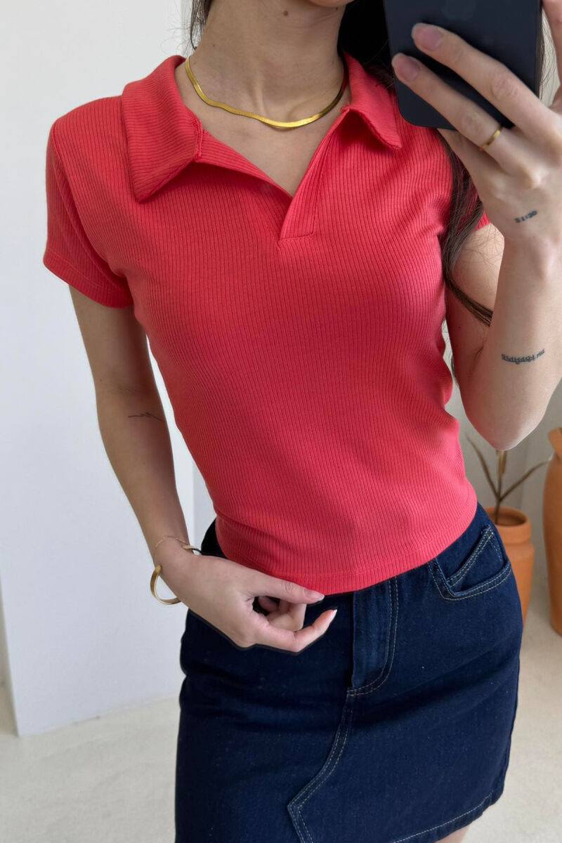 ONE COLOR SIMPLE WOMAN SHIRT DARK ORANGE/POE - 6