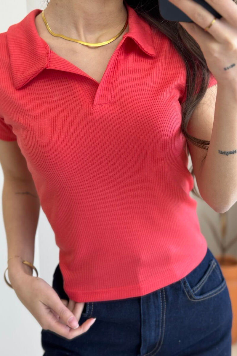 ONE COLOR SIMPLE WOMAN SHIRT DARK ORANGE/POE - 7