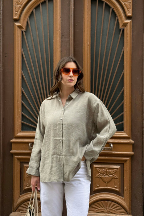 ONE COLOR SIMPLE WOMAN SHIRT GREY/GRI - KLAUDIO FASHION