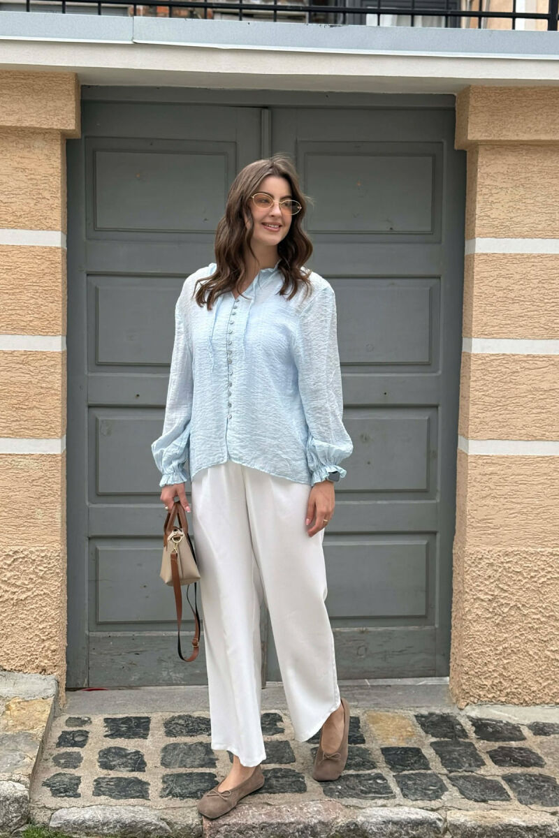 ONE COLOR SIMPLE WOMAN SHIRT LIGHTBLUE/BZ - 4