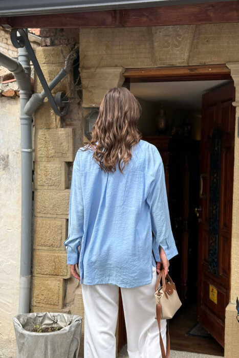 ONE COLOR SIMPLE WOMAN SHIRT LIGHTBLUE/BZ - 3