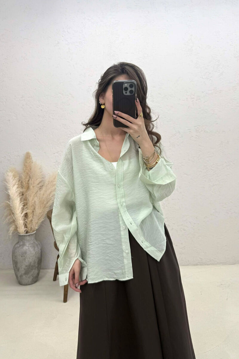 ONE COLOR SIMPLE WOMAN SHIRT MINT/MENTE - 1