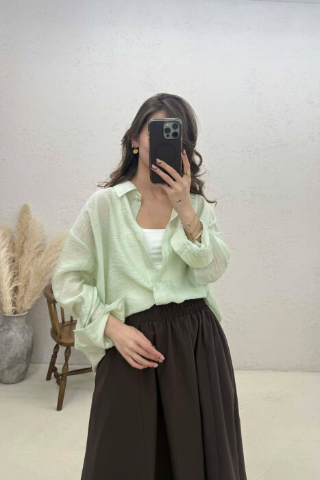 ONE COLOR SIMPLE WOMAN SHIRT MINT/MENTE - 4