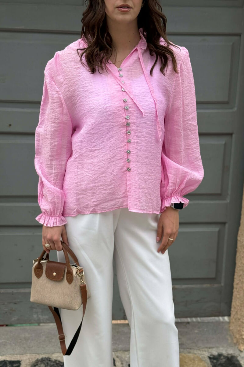 ONE COLOR SIMPLE WOMAN SHIRT PINK/ROZE - 2