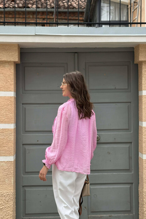 ONE COLOR SIMPLE WOMAN SHIRT PINK/ROZE - 3