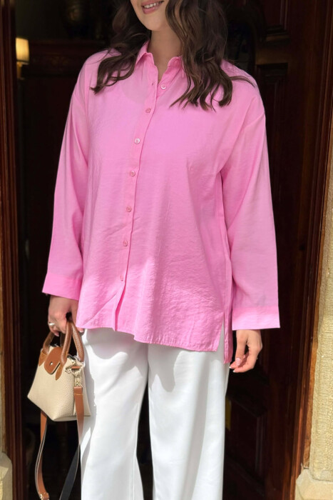 ONE COLOR SIMPLE WOMAN SHIRT PINK/ROZE - 2